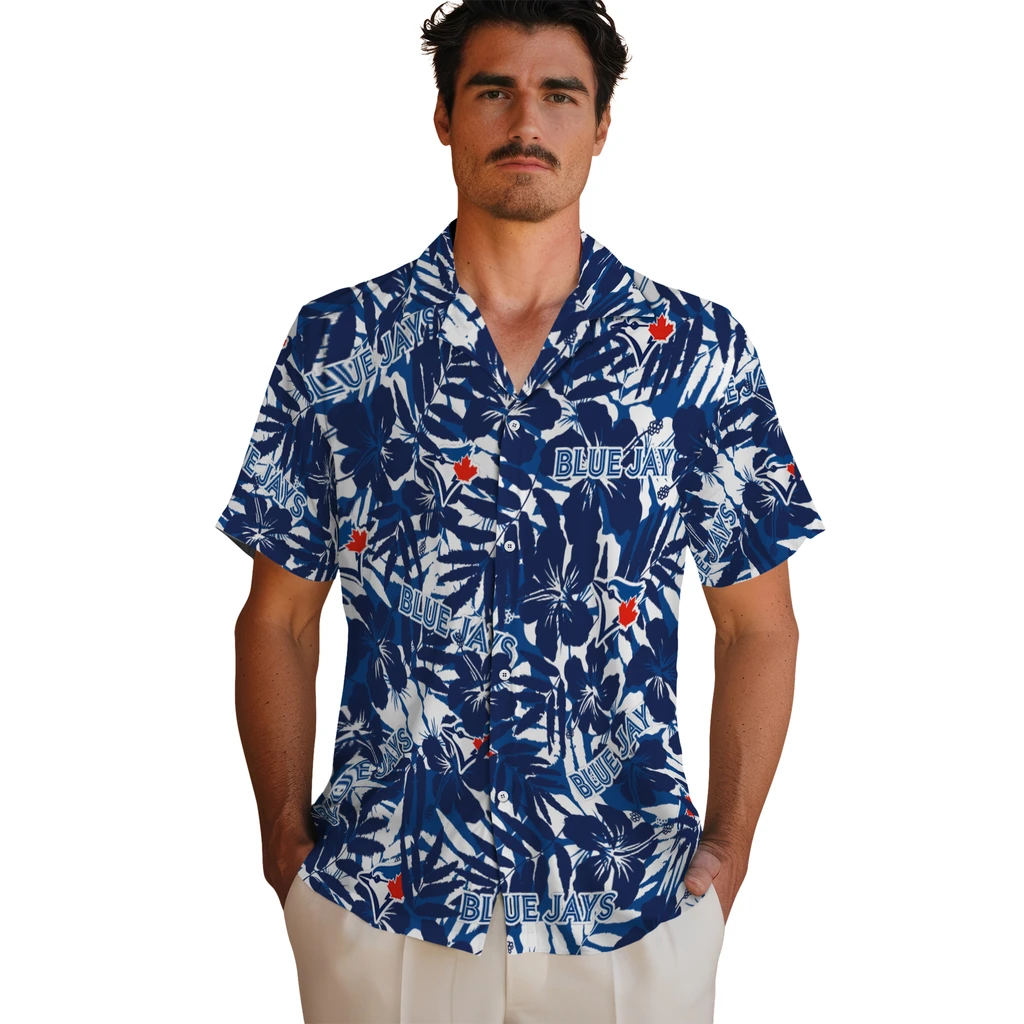 Toronto Blue Jays Hawaiian Shirt - Hibiscus Overlay toronto blue jays hibiscus overlay hawaiian shirts fashion forward