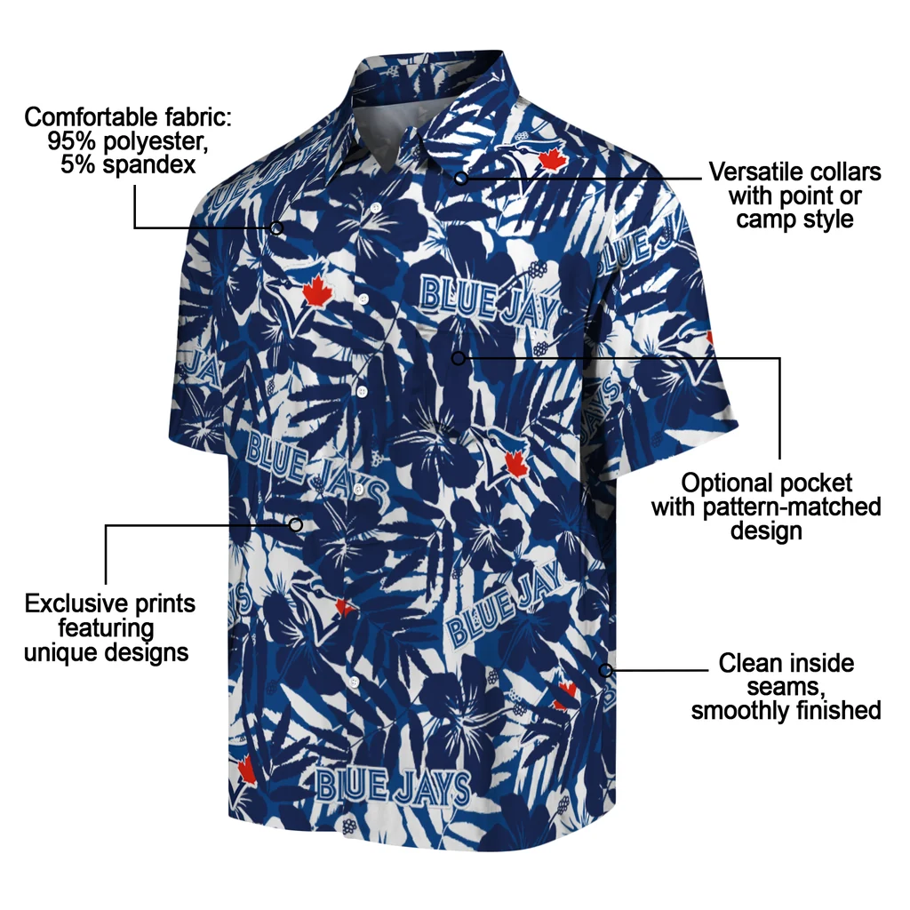 Toronto Blue Jays Hawaiian Shirt - Hibiscus Overlay toronto blue jays hibiscus overlay hawaiian shirts new arrival
