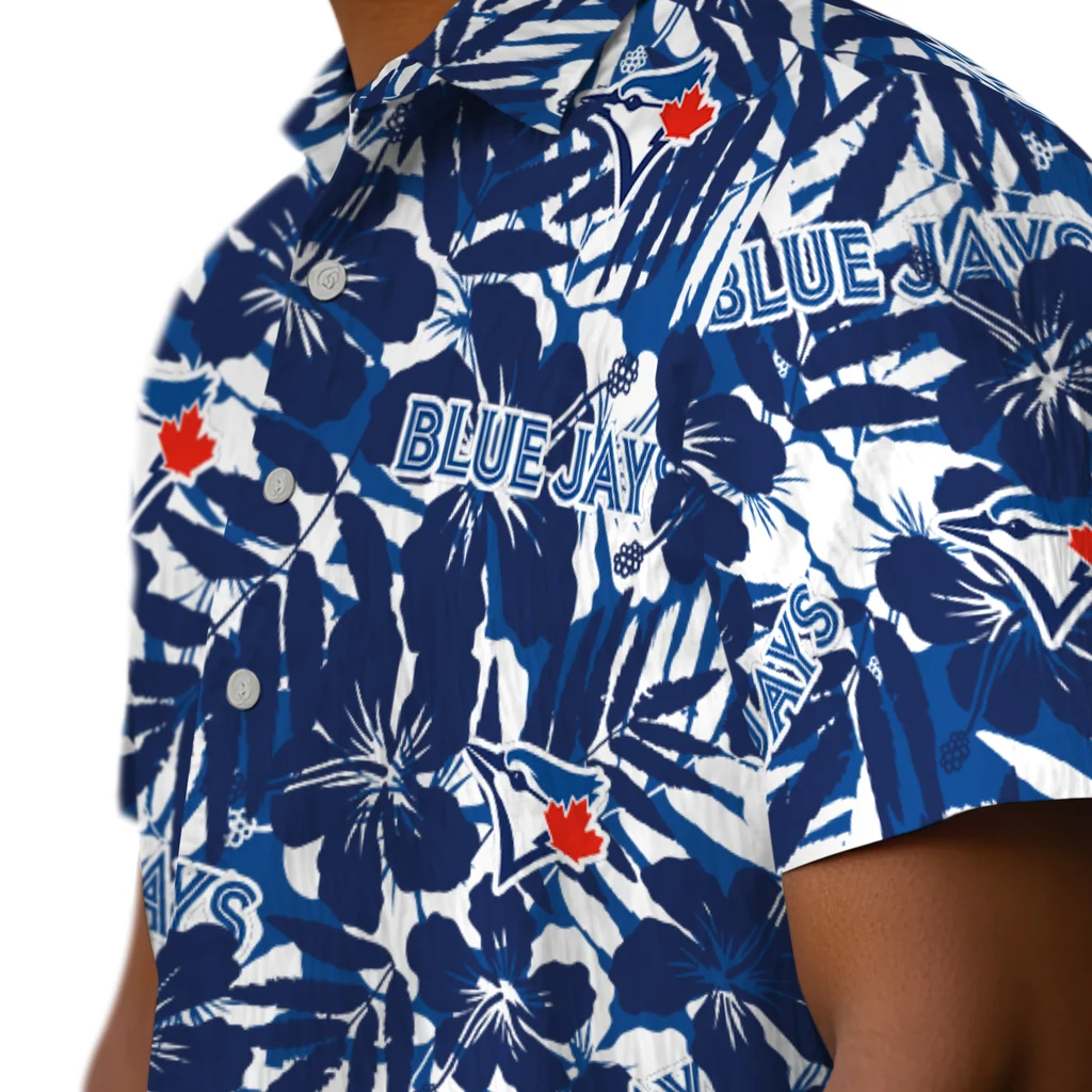 Toronto Blue Jays Hawaiian Shirt - Hibiscus Overlay toronto blue jays hibiscus overlay hawaiian shirts trendy