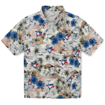 toronto blue jays hibiscus seaside white hawaiian shirts best selling