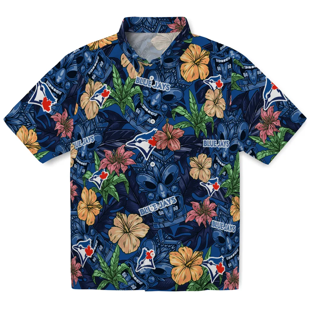 Toronto Blue Jays Hawaiian Shirt - Hibiscus Tiki Jungle toronto blue jays tiki jungle blue hawaiian shirts best selling