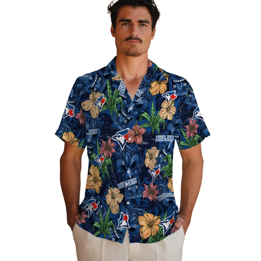Toronto Blue Jays Hawaiian Shirt - Hibiscus Tiki Jungle toronto blue jays tiki jungle blue hawaiian shirts fashion forward