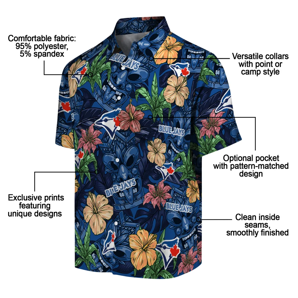 Toronto Blue Jays Hawaiian Shirt - Hibiscus Tiki Jungle toronto blue jays tiki jungle blue hawaiian shirts new arrival