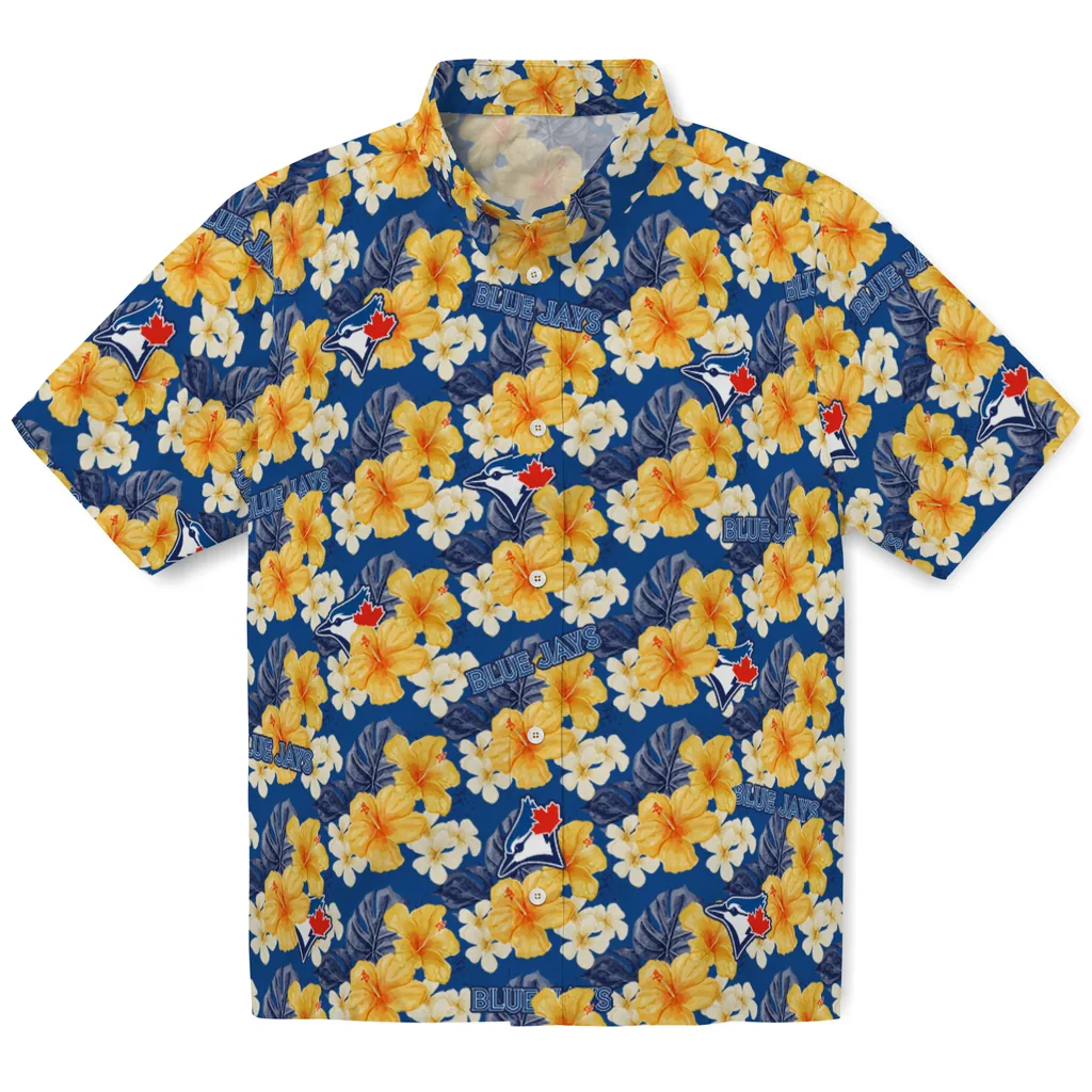 Toronto Blue Jays Hawaiian Shirt - Hibiscus Tropics toronto blue jays hibiscus tropics blue yellow hawaiian shirts best selling