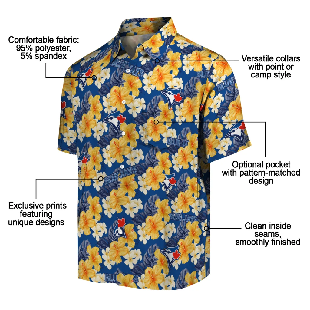 Toronto Blue Jays Hawaiian Shirt - Hibiscus Tropics toronto blue jays hibiscus tropics blue yellow hawaiian shirts new arrival