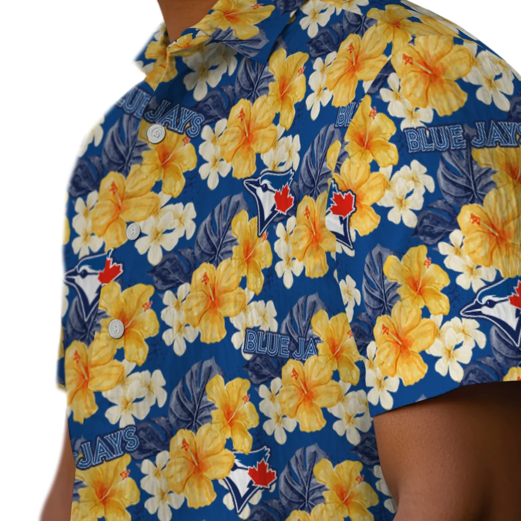Toronto Blue Jays Hawaiian Shirt - Hibiscus Tropics toronto blue jays hibiscus tropics blue yellow hawaiian shirts trendy