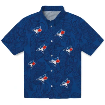 toronto blue jays leaf outline blue hawaiian shirts best selling