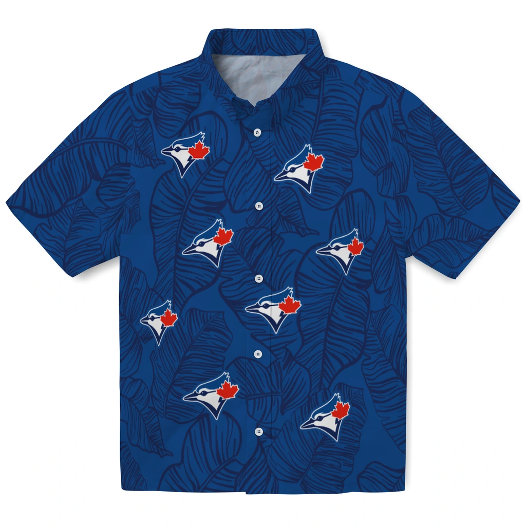 Toronto Blue Jays Hawaiian Shirt - Leaf Outline toronto blue jays leaf outline blue hawaiian shirts best selling