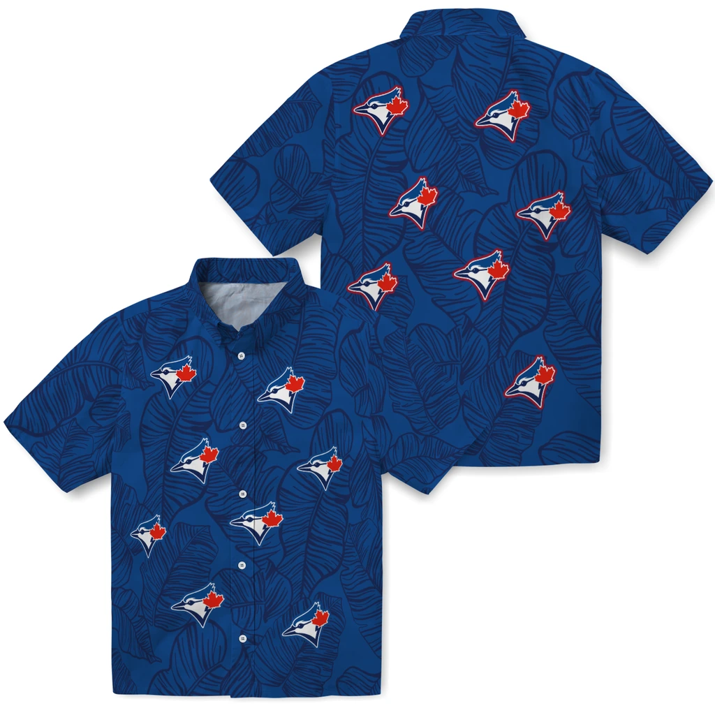 Toronto Blue Jays Hawaiian Shirt - Leaf Outline toronto blue jays leaf outline blue hawaiian shirts high quality