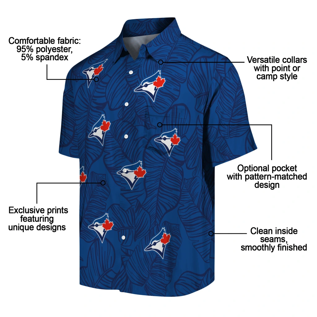 Toronto Blue Jays Hawaiian Shirt - Leaf Outline toronto blue jays leaf outline blue hawaiian shirts new arrival