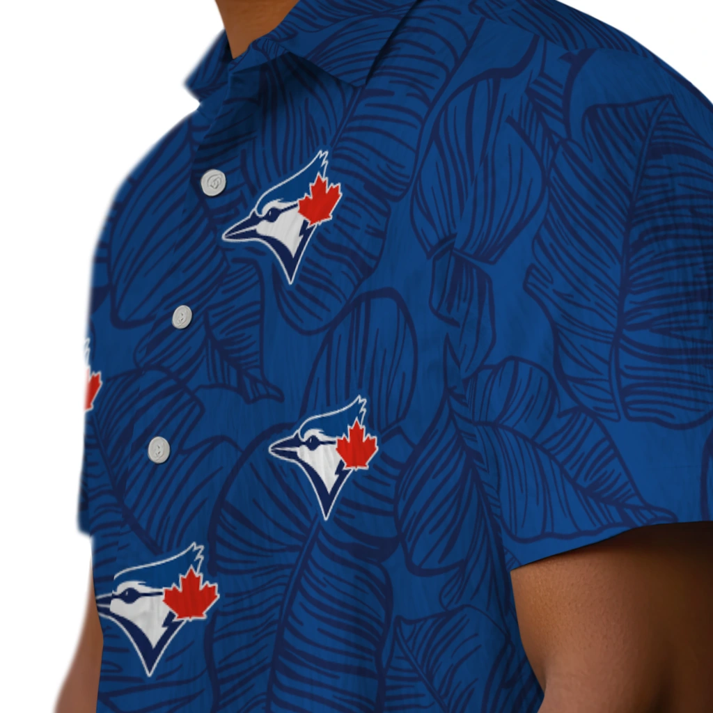Toronto Blue Jays Hawaiian Shirt - Leaf Outline toronto blue jays leaf outline blue hawaiian shirts trendy