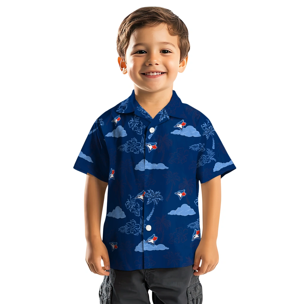 Toronto Blue Jays Hawaiian Shirt - Palm And Clouds toronto blue jays palm and clouds blue hawaiian shirts top rated
