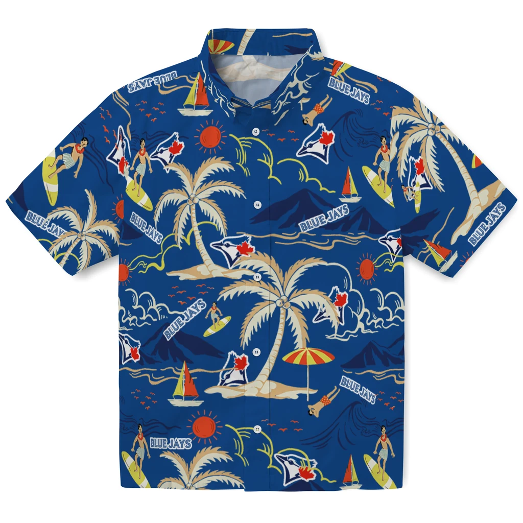Toronto Blue Jays Hawaiian Shirt - Palm Tree Island toronto blue jays palm tree island blue hawaiian shirts best selling