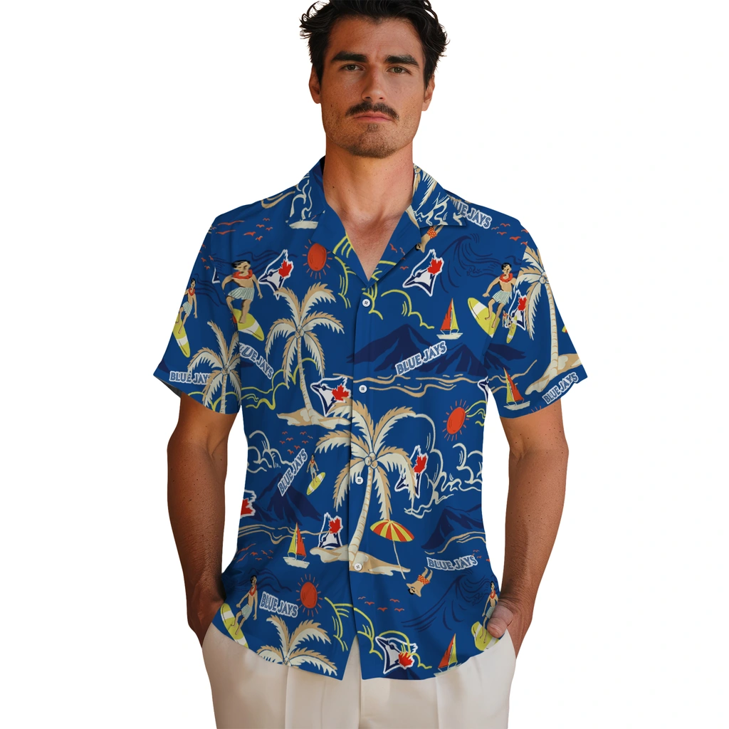 Toronto Blue Jays Hawaiian Shirt - Palm Tree Island toronto blue jays palm tree island blue hawaiian shirts fashion forward