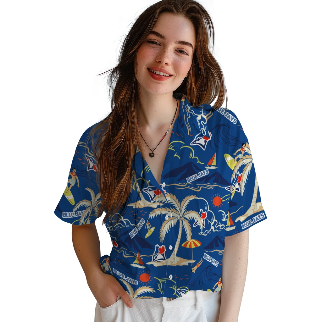 Toronto Blue Jays Hawaiian Shirt - Palm Tree Island toronto blue jays palm tree island blue hawaiian shirts latest model
