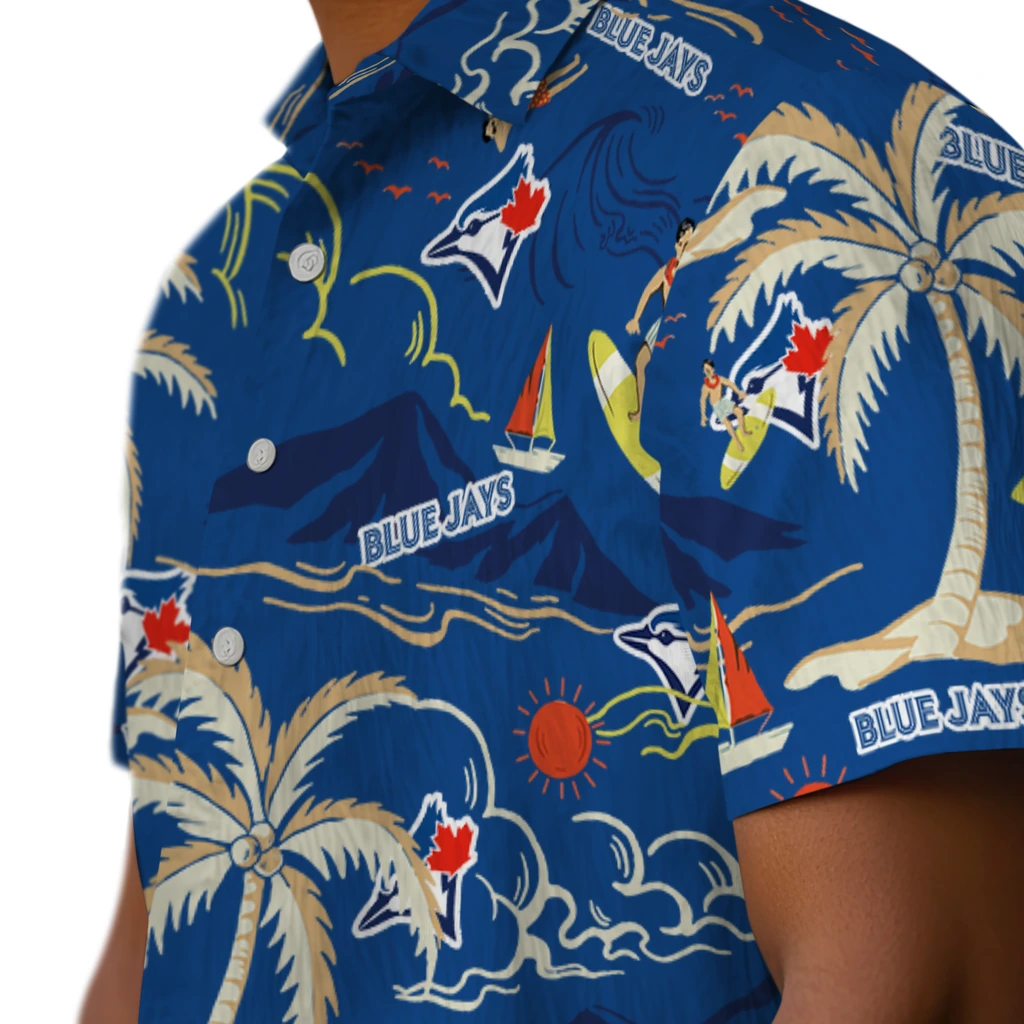 Toronto Blue Jays Hawaiian Shirt - Palm Tree Island toronto blue jays palm tree island blue hawaiian shirts trendy