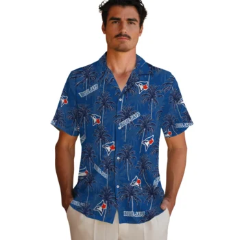 toronto blue jays palm grove blue hawaiian shirts fashion forward