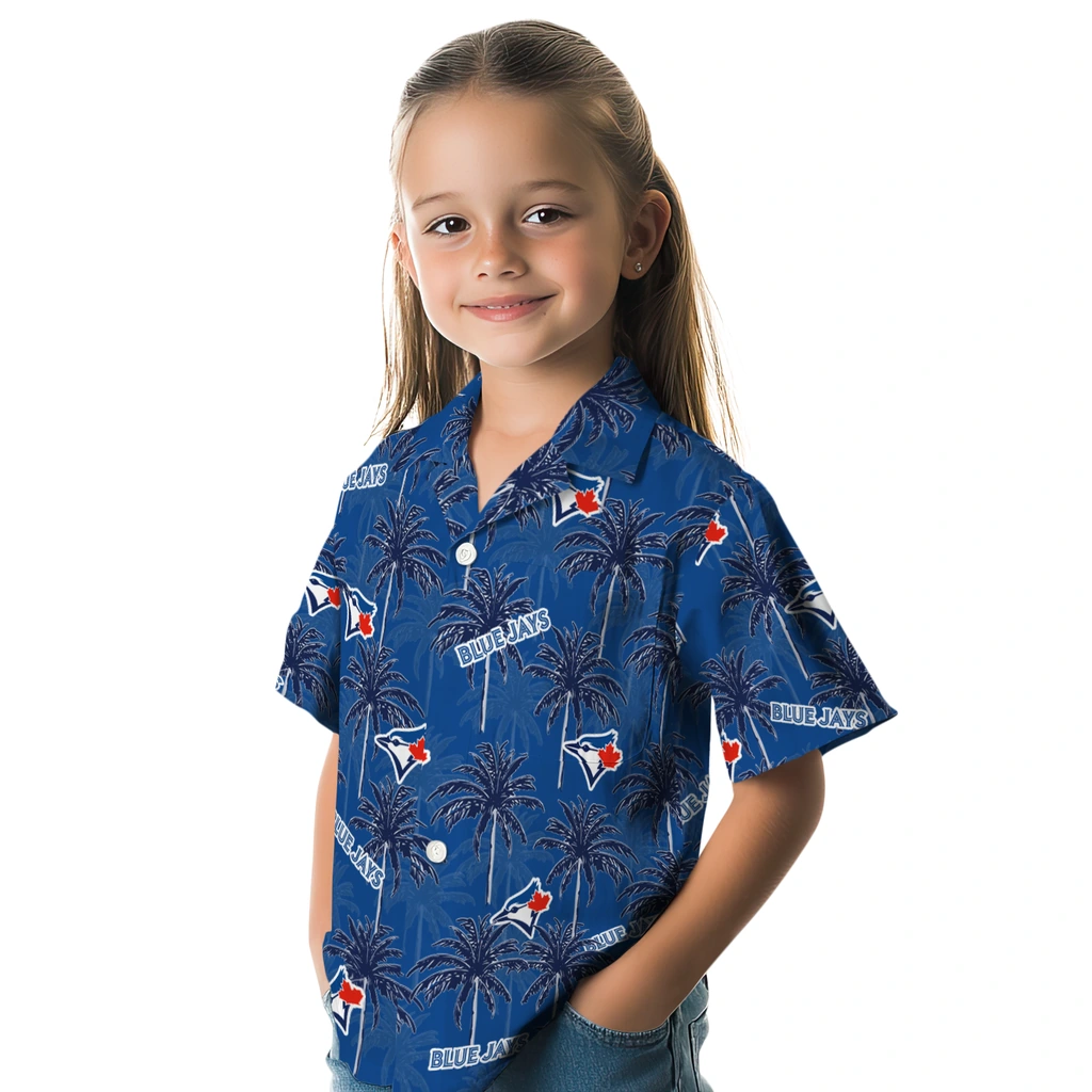 Toronto Blue Jays Hawaiian Shirt - Palm Tree Motif toronto blue jays palm grove blue hawaiian shirts premium grade