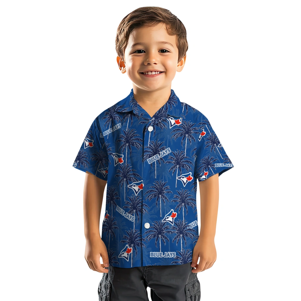 Toronto Blue Jays Hawaiian Shirt - Palm Tree Motif toronto blue jays palm grove blue hawaiian shirts top rated