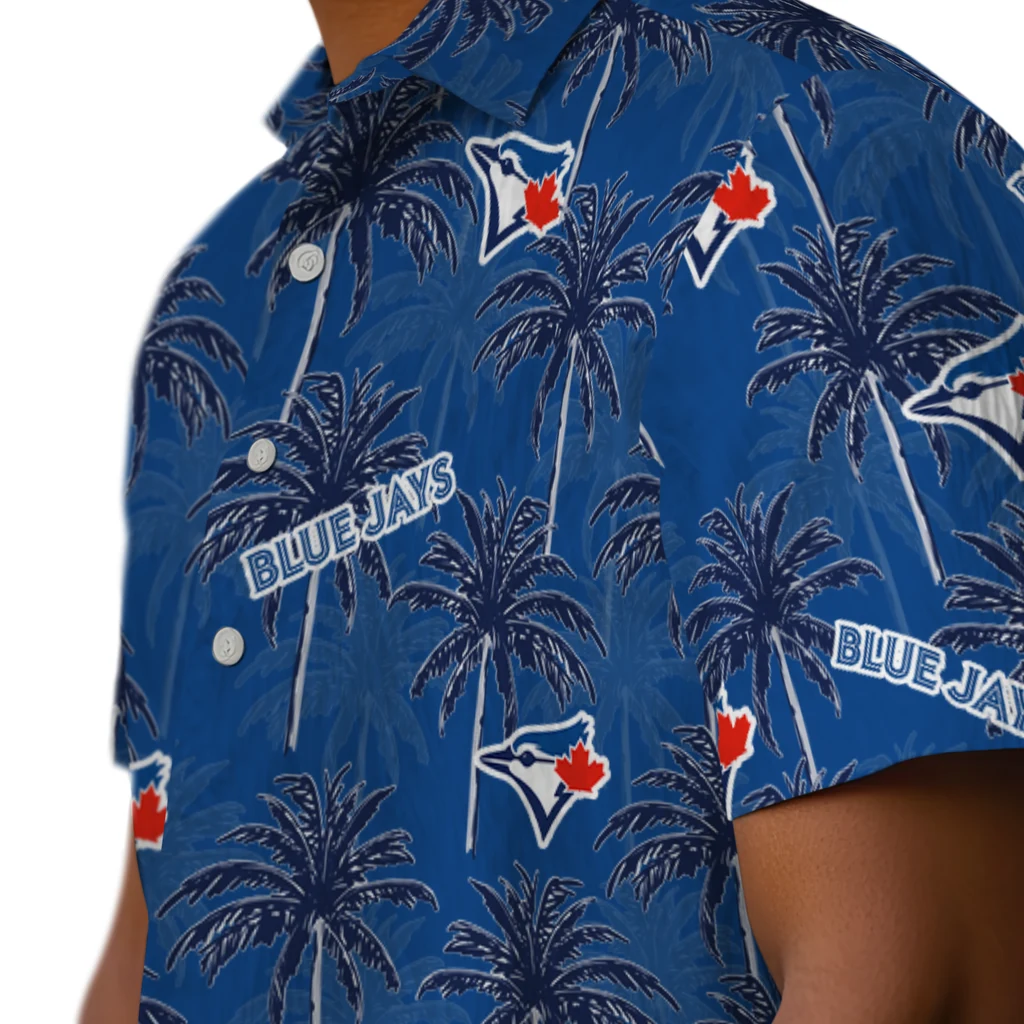 Toronto Blue Jays Hawaiian Shirt - Palm Tree Motif toronto blue jays palm grove blue hawaiian shirts trendy