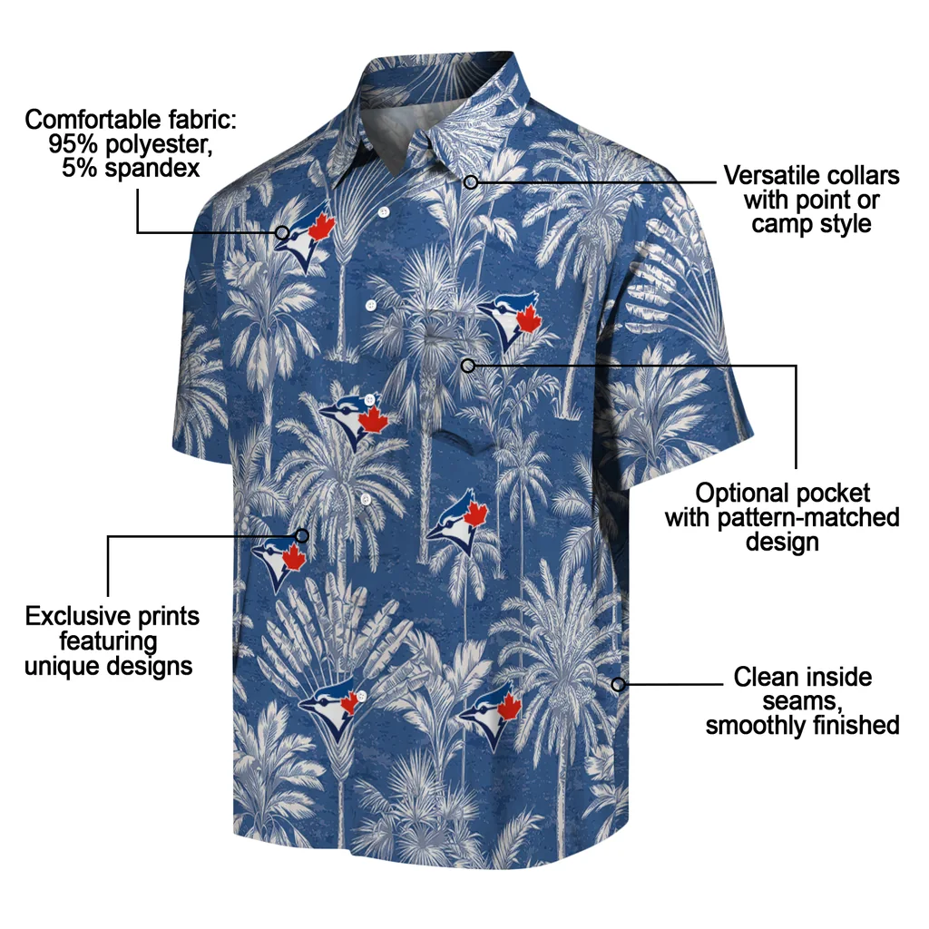 Toronto Blue Jays Hawaiian Shirt - Vintage Palm Tree toronto blue jays palm shadows blue hawaiian shirts new arrival