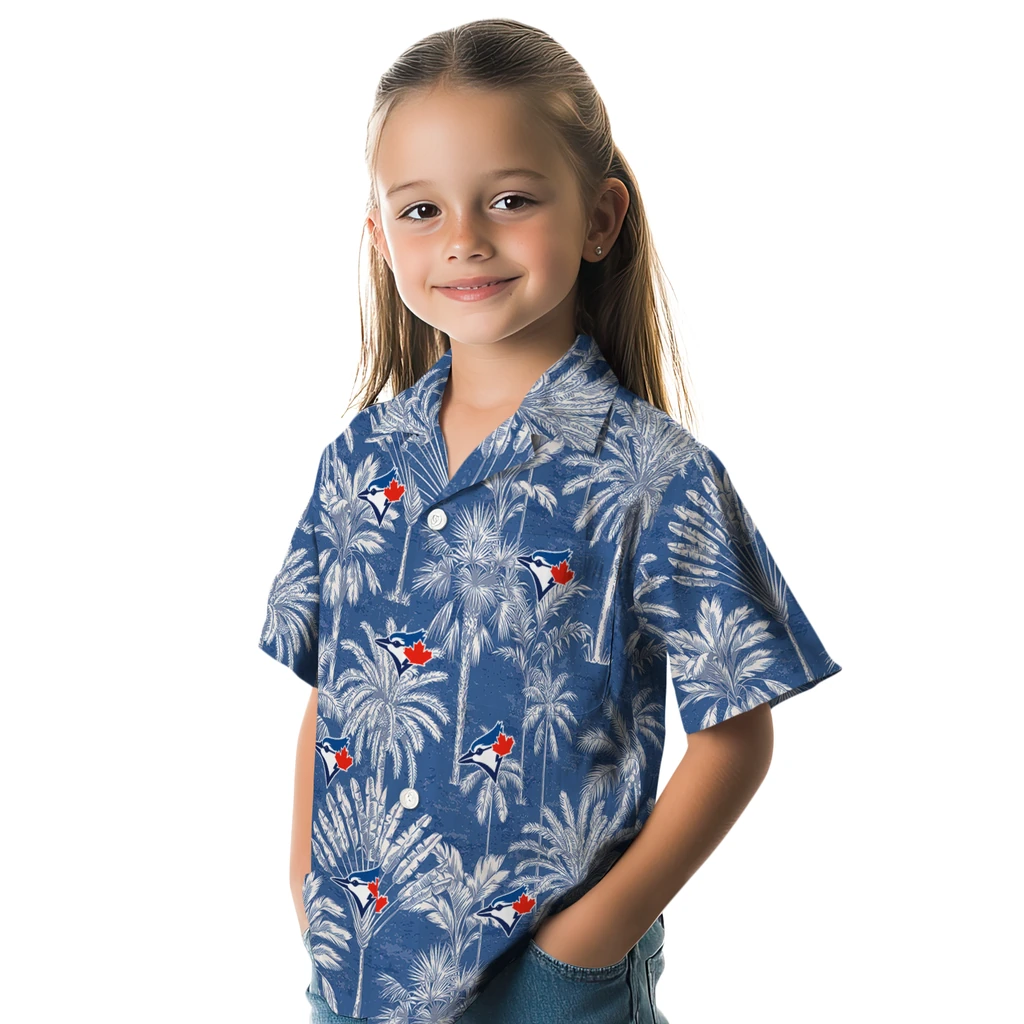 Toronto Blue Jays Hawaiian Shirt - Vintage Palm Tree toronto blue jays palm shadows blue hawaiian shirts premium grade