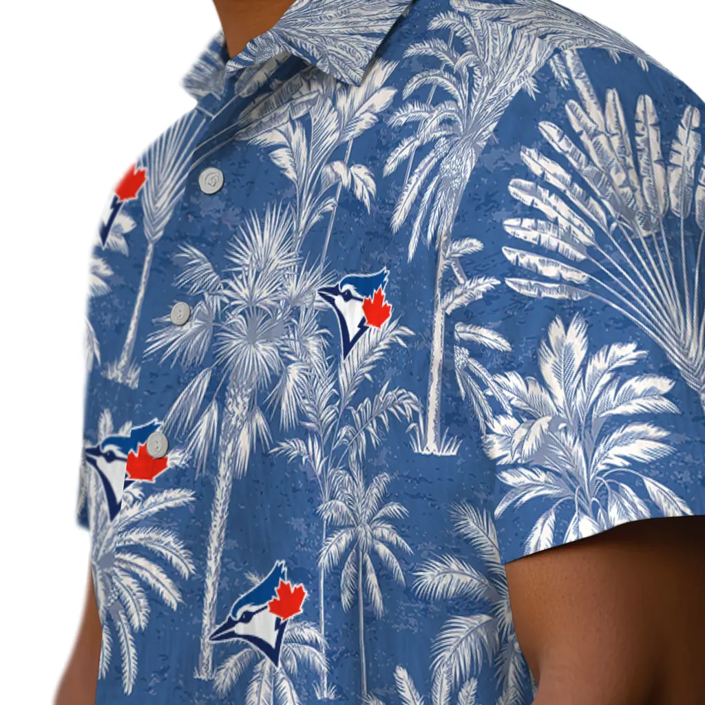 Toronto Blue Jays Hawaiian Shirt - Vintage Palm Tree toronto blue jays palm shadows blue hawaiian shirts trendy