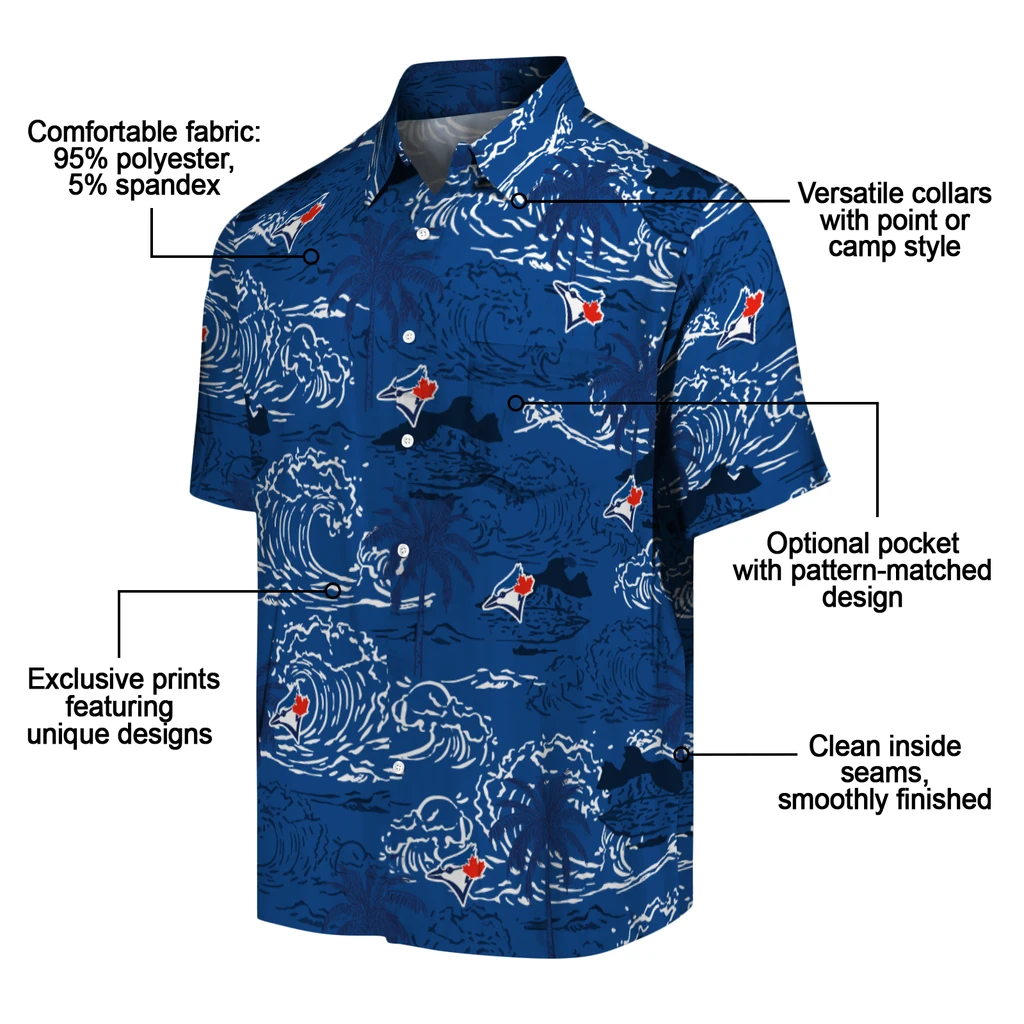 Toronto Blue Jays Hawaiian Shirt - Wave Palm toronto blue jays wave palm blue hawaiian shirts new arrival