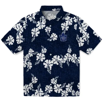 toronto maple leafs hibiscus petals blue hawaiian shirts best selling