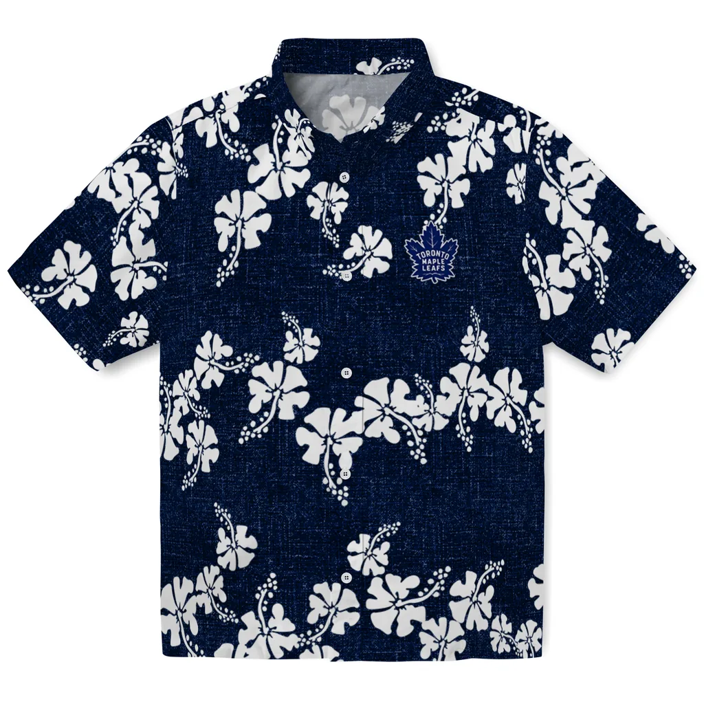 Toronto Maple Leafs Hawaiian Shirt - 50th State Flower toronto maple leafs hibiscus petals blue hawaiian shirts best selling