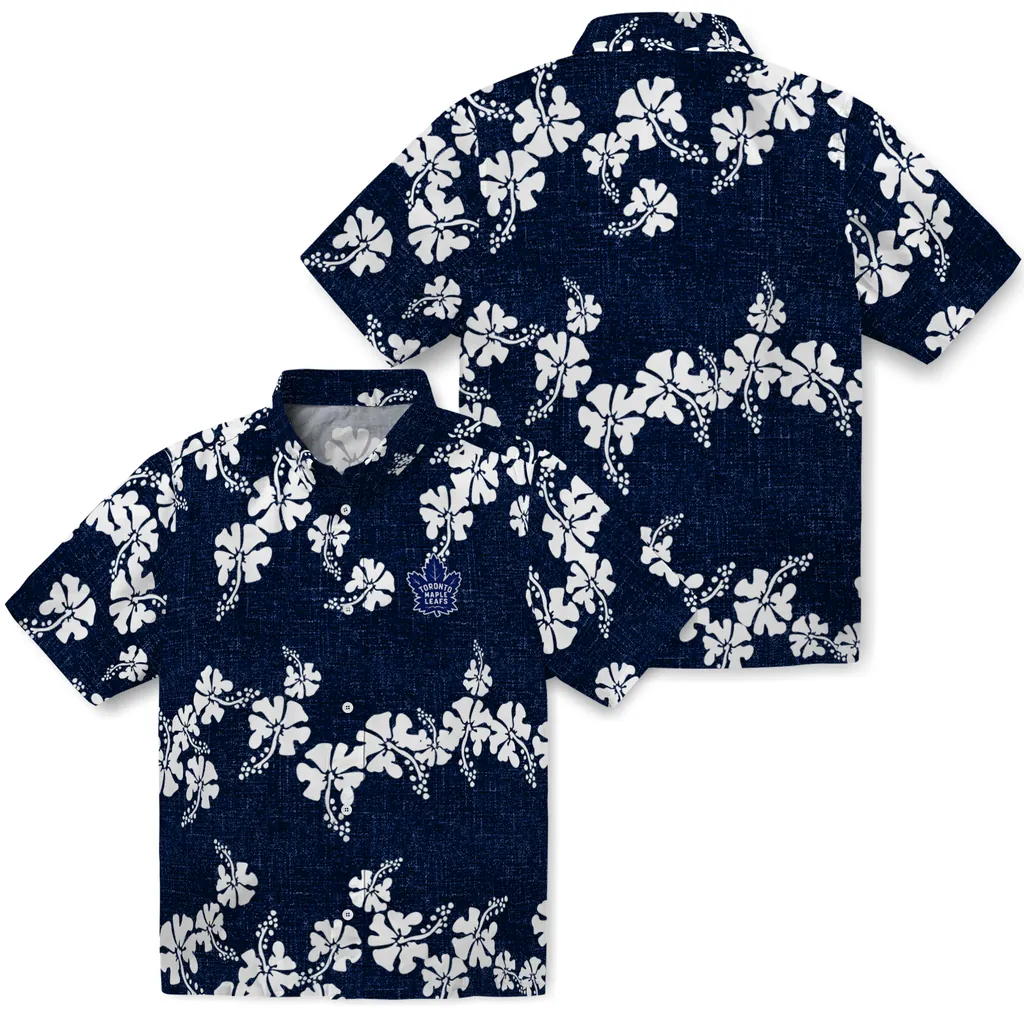 Toronto Maple Leafs Hawaiian Shirt - 50th State Flower toronto maple leafs hibiscus petals blue hawaiian shirts high quality
