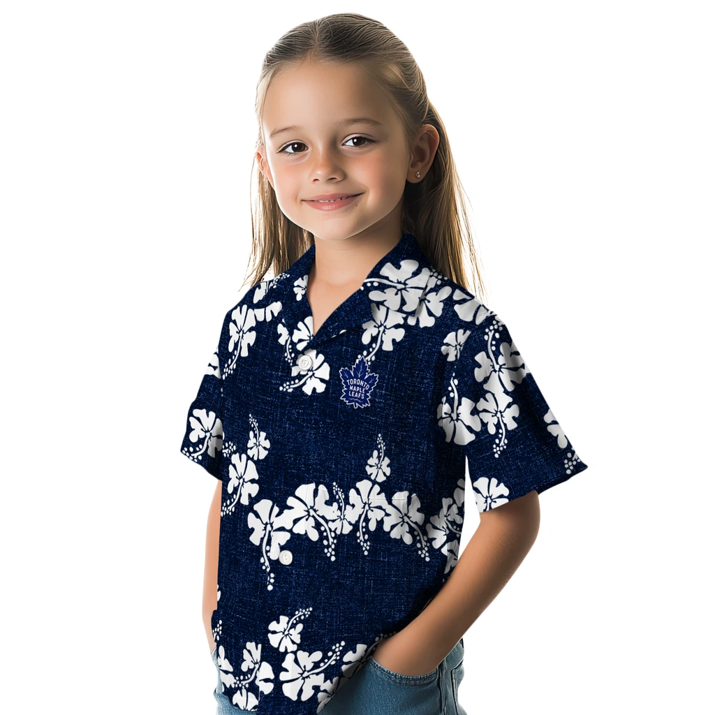 Toronto Maple Leafs Hawaiian Shirt - 50th State Flower toronto maple leafs hibiscus petals blue hawaiian shirts premium grade