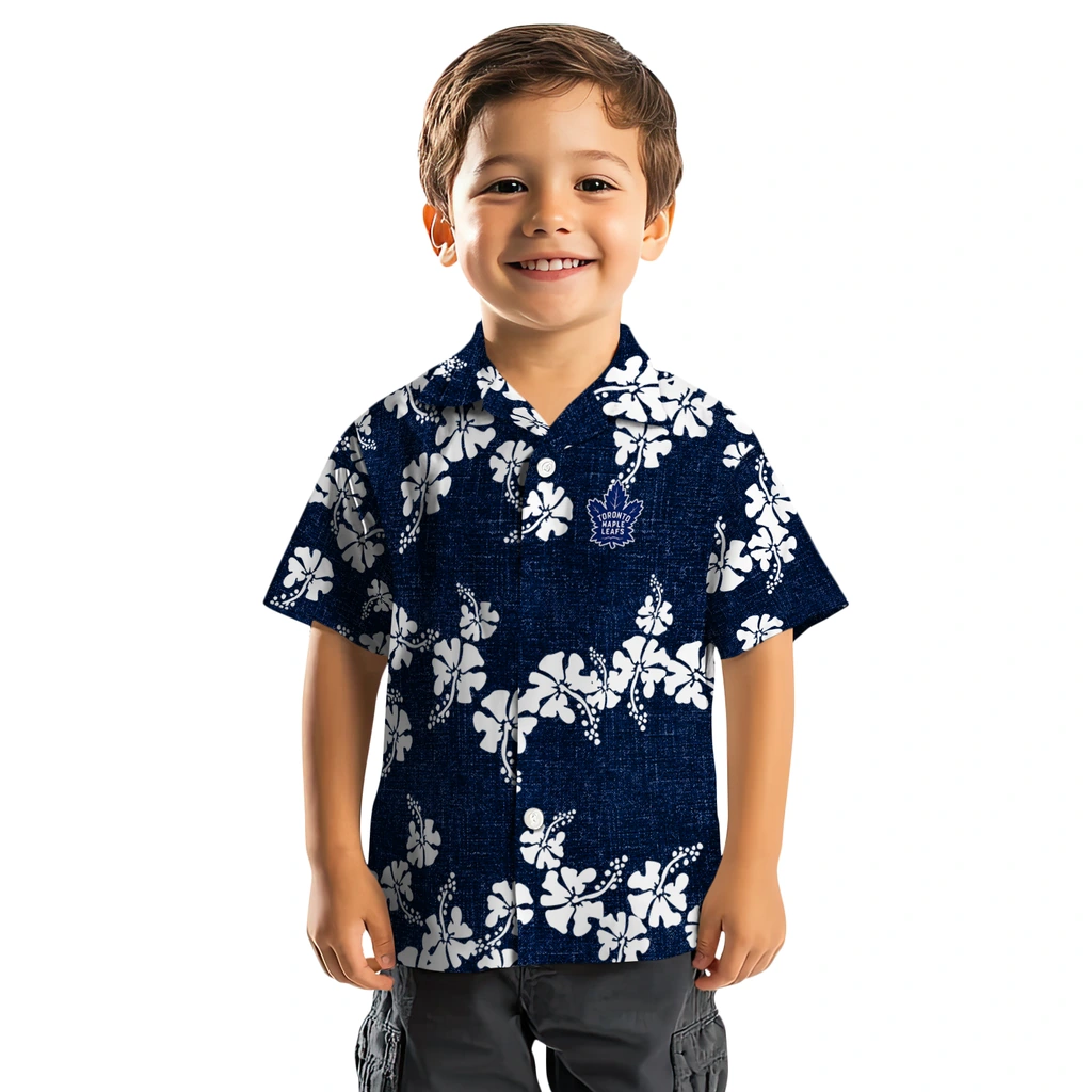 Toronto Maple Leafs Hawaiian Shirt - 50th State Flower toronto maple leafs hibiscus petals blue hawaiian shirts top rated
