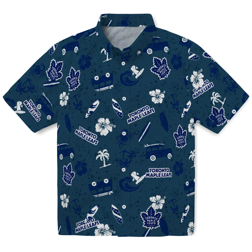 Toronto Maple Leafs Hawaiian Shirt - Beach Vibe toronto maple leafs beach vibe navy hawaiian shirts best selling