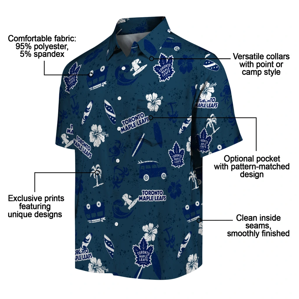 Toronto Maple Leafs Hawaiian Shirt - Beach Vibe toronto maple leafs beach vibe navy hawaiian shirts new arrival