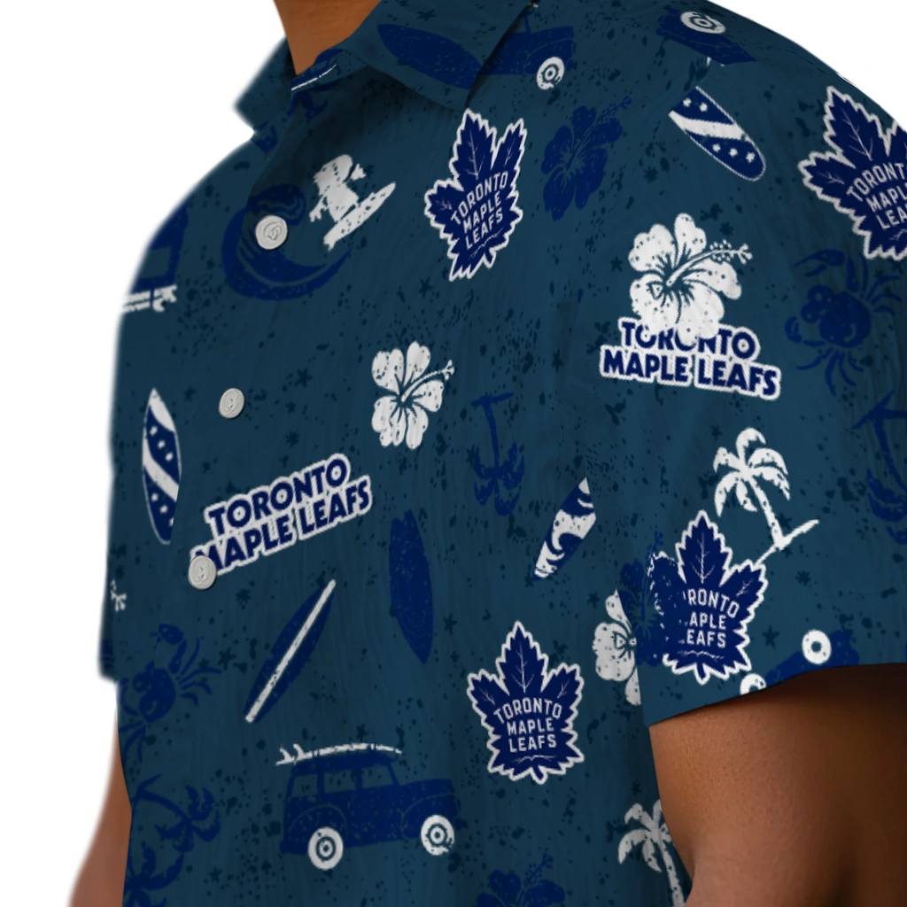 Toronto Maple Leafs Hawaiian Shirt - Beach Vibe toronto maple leafs beach vibe navy hawaiian shirts trendy