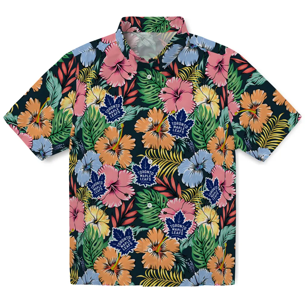 Toronto Maple Leafs Hawaiian Shirt - Brilliant Hibiscus Garden toronto maple leafs brilliant hibiscus garden hawaiian shirts best selling