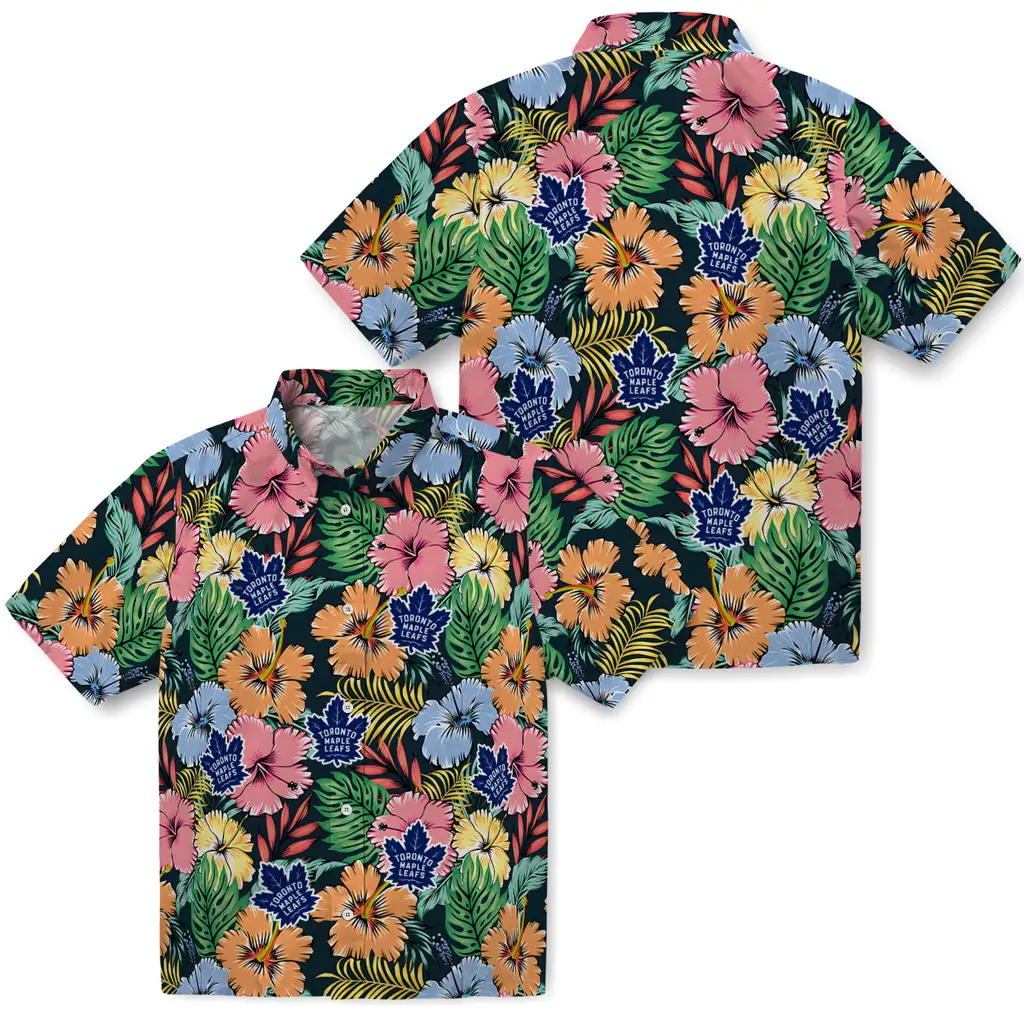 Toronto Maple Leafs Hawaiian Shirt - Brilliant Hibiscus Garden toronto maple leafs brilliant hibiscus garden hawaiian shirts high quality