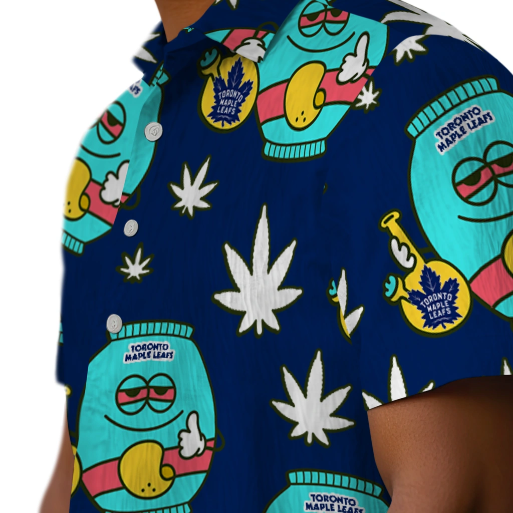 Toronto Maple Leafs Hawaiian Shirt - Chill Vibe toronto maple leafs bong smile blue hawaiian shirts trendy