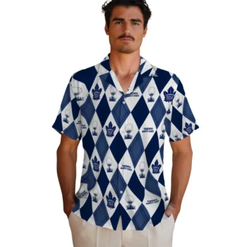 toronto maple leafs balloon plaid blue hawaiian shirts fashion forward