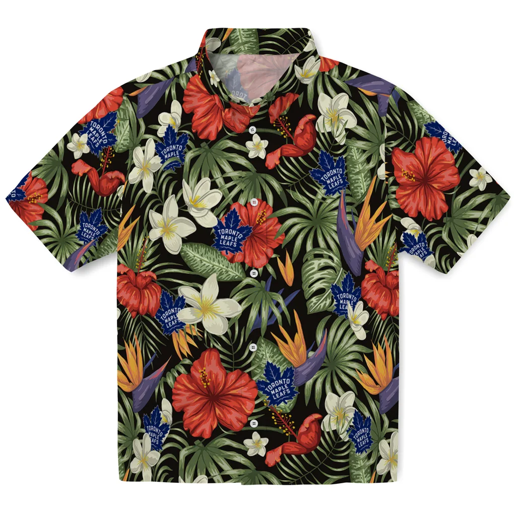Toronto Maple Leafs Hawaiian Shirt - Hawaii Floral Hibiscus toronto maple leafs hibiscus bird hawaiian shirts best selling