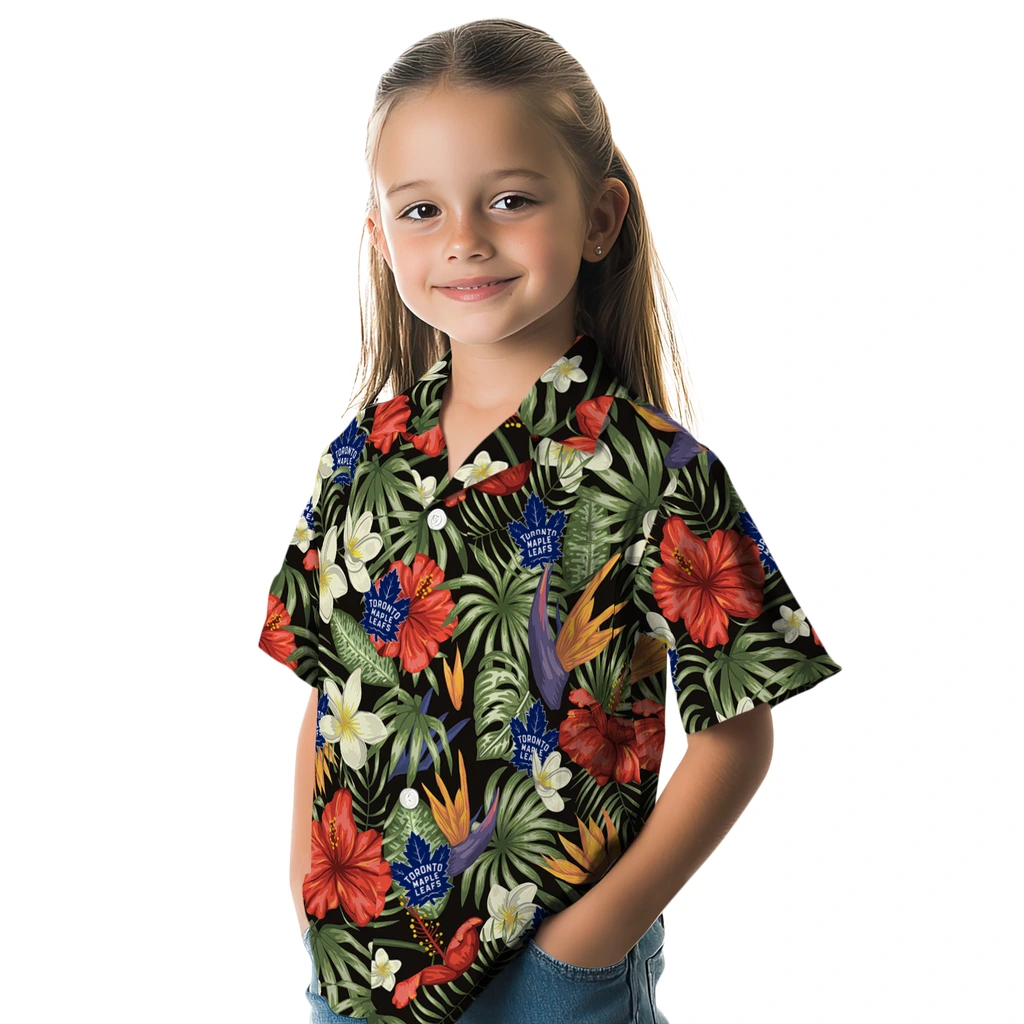 Toronto Maple Leafs Hawaiian Shirt - Hawaii Floral Hibiscus toronto maple leafs hibiscus bird hawaiian shirts premium grade