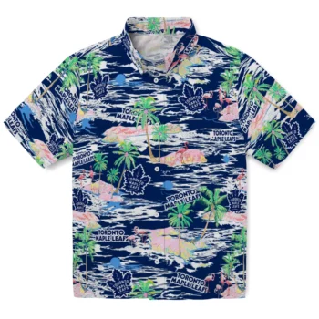 toronto maple leafs flamingo retreat blue hawaiian shirts best selling