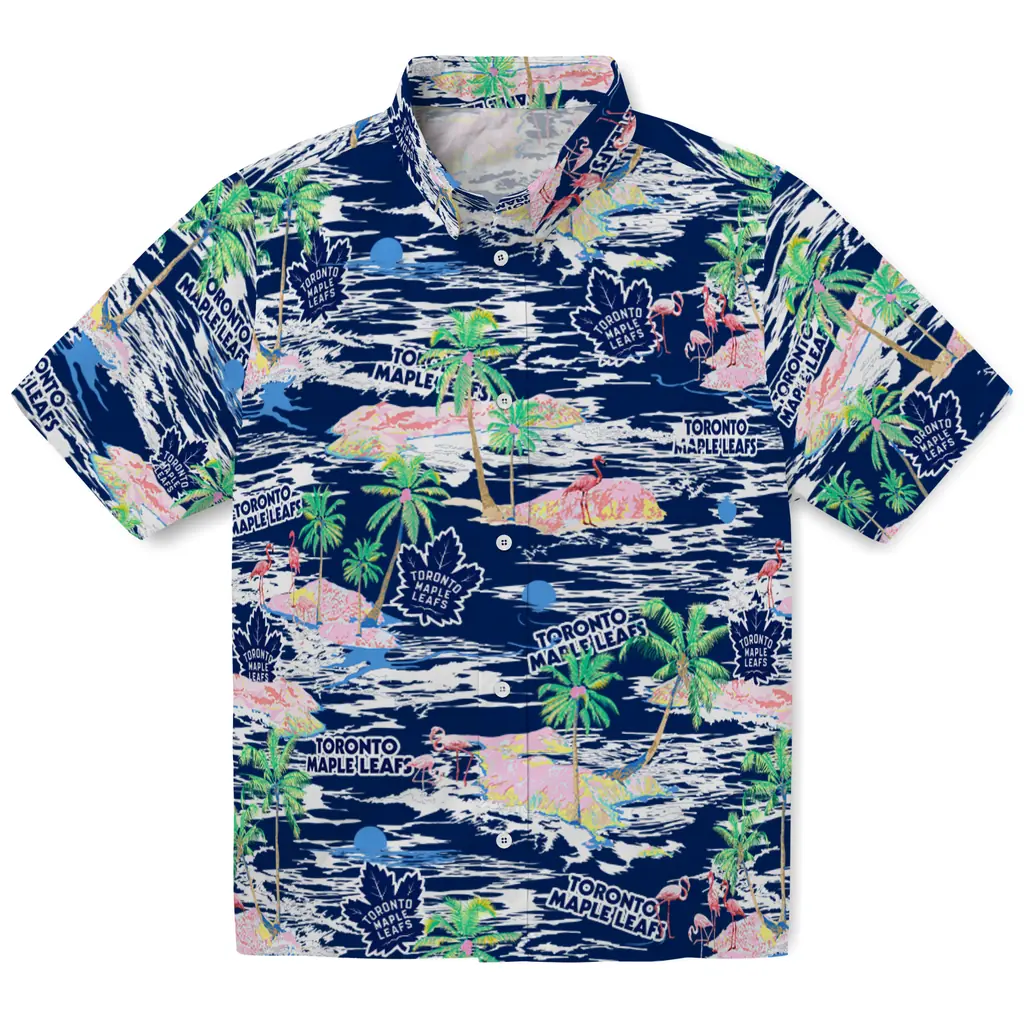 Toronto Maple Leafs Hawaiian Shirt - Hawaii Island toronto maple leafs flamingo retreat blue hawaiian shirts best selling