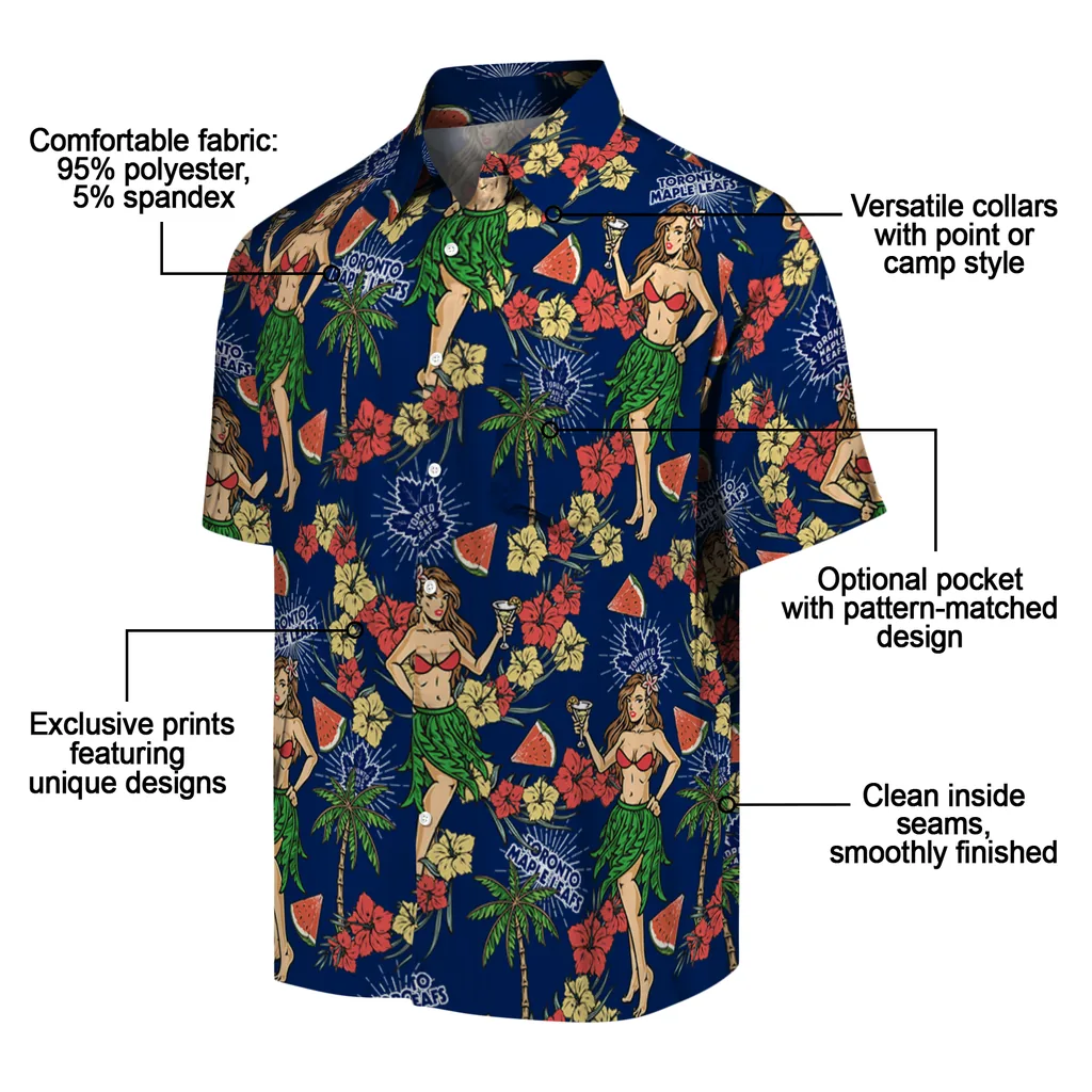 Toronto Maple Leafs Hawaiian Shirt - Hawaiian Girls Design toronto maple leafs hawaiian girls design blue hawaiian shirts new arrival