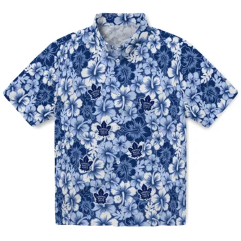 toronto maple leafs hibiscus blooms blue hawaiian shirts best selling