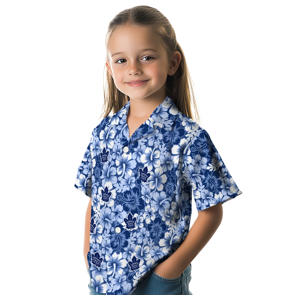 Toronto Maple Leafs Hawaiian Shirt - Hibiscus Blooms toronto maple leafs hibiscus blooms blue hawaiian shirts premium grade