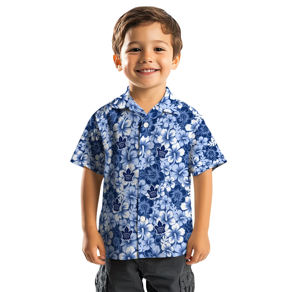 Toronto Maple Leafs Hawaiian Shirt - Hibiscus Blooms toronto maple leafs hibiscus blooms blue hawaiian shirts top rated