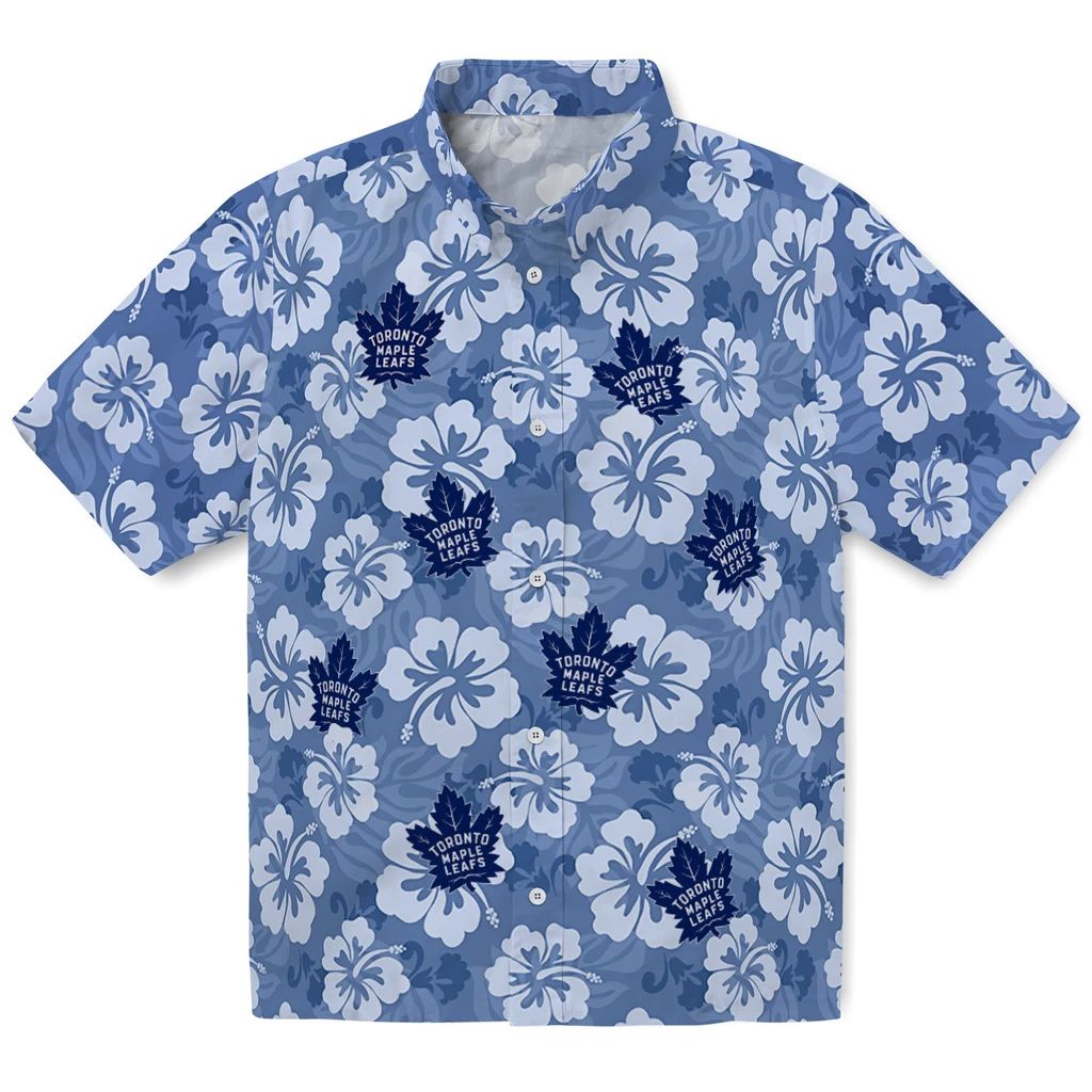 Toronto Maple Leafs Hawaiian Shirt - Hibiscus Cluster toronto maple leafs hibiscus cluster blue hawaiian shirts best selling