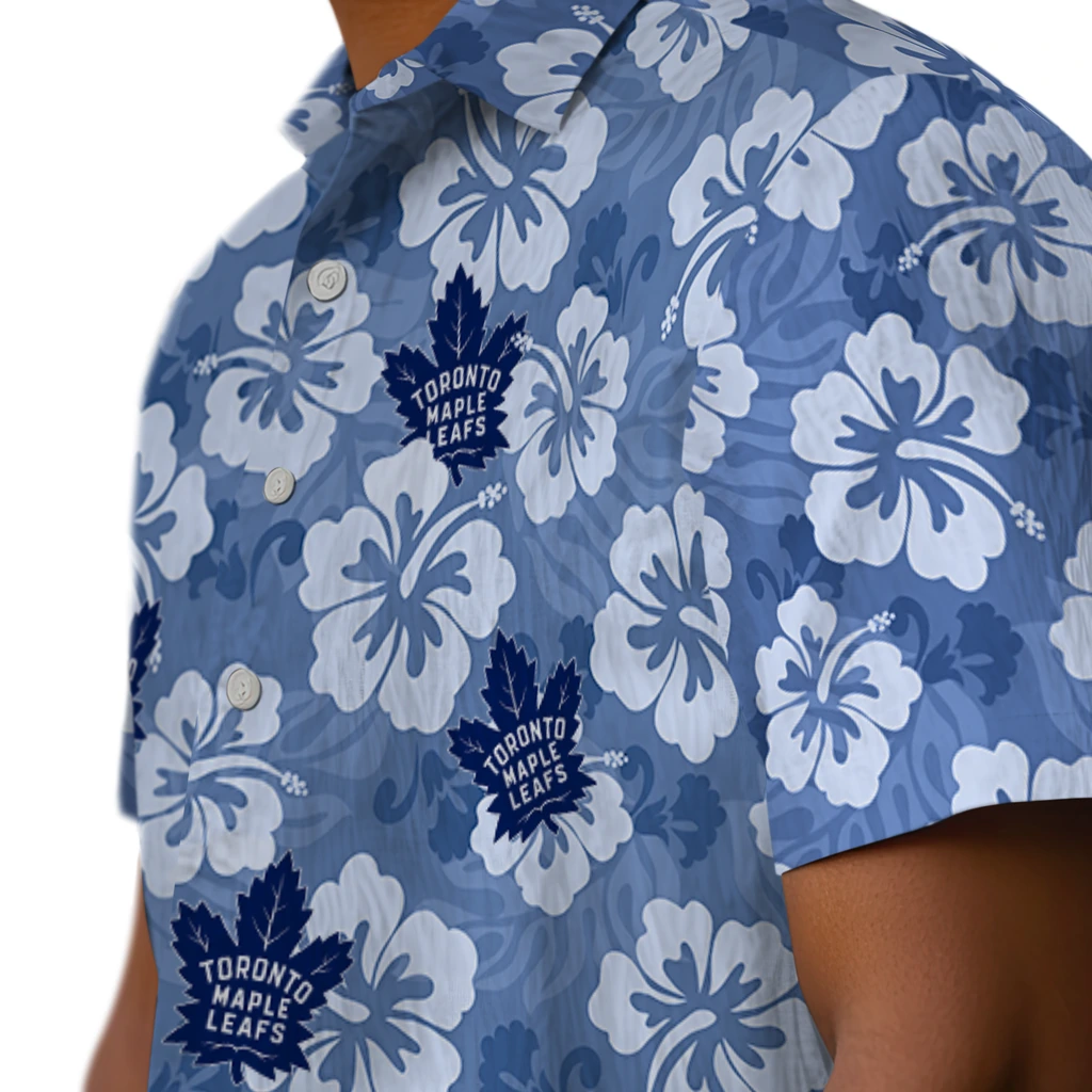Toronto Maple Leafs Hawaiian Shirt - Hibiscus Cluster toronto maple leafs hibiscus cluster blue hawaiian shirts trendy